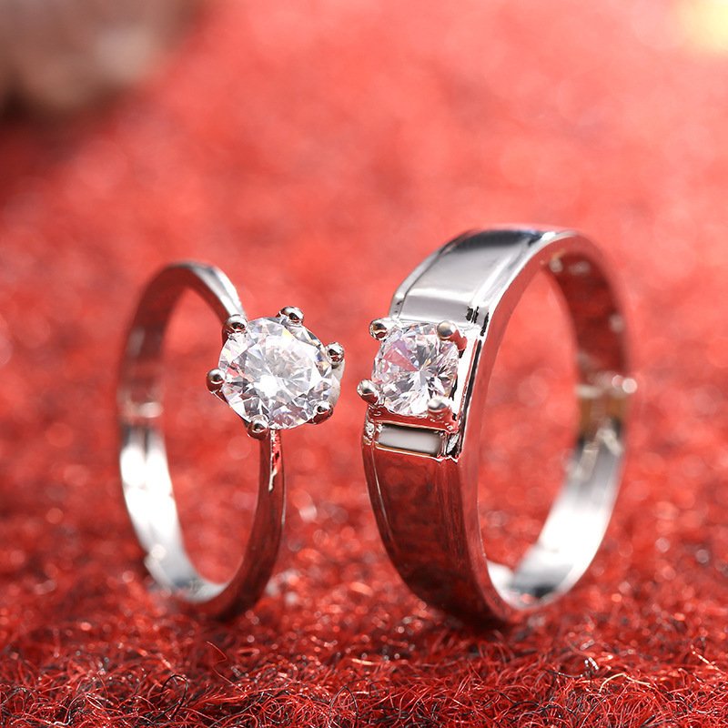 Diamond Ring Simulation Women's Ring Moissanite Couple Couple Rings SATINE Six-claw - Image 6