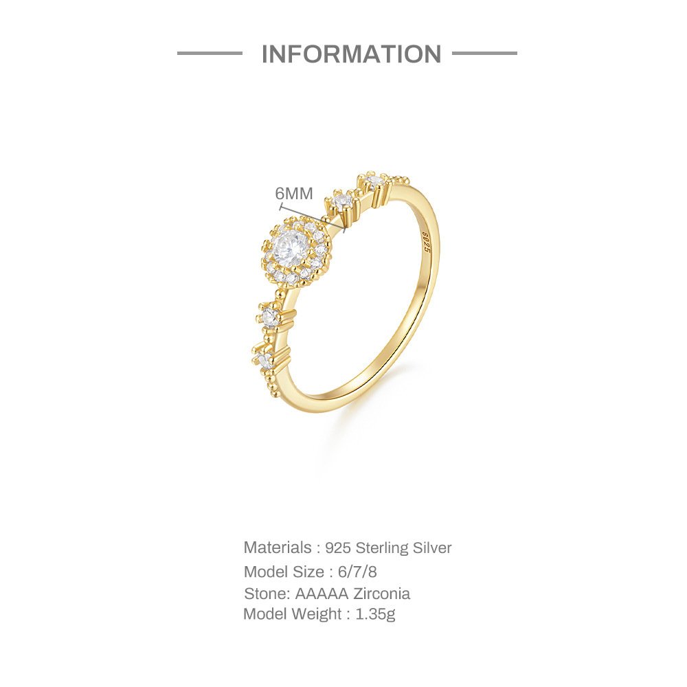 European And American Entry Lux Flower Rhinestone-embedded Closed 925 Silver High-grade Romantic Proposal Ring - Image 3