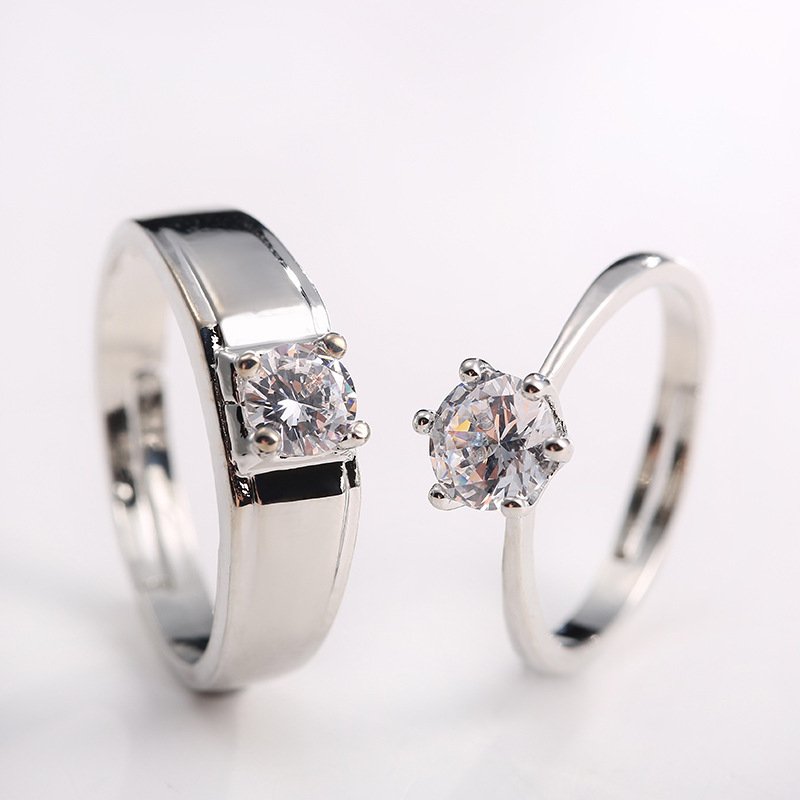 Diamond Ring Simulation Women's Ring Moissanite Couple Couple Rings SATINE Six-claw - Image 8